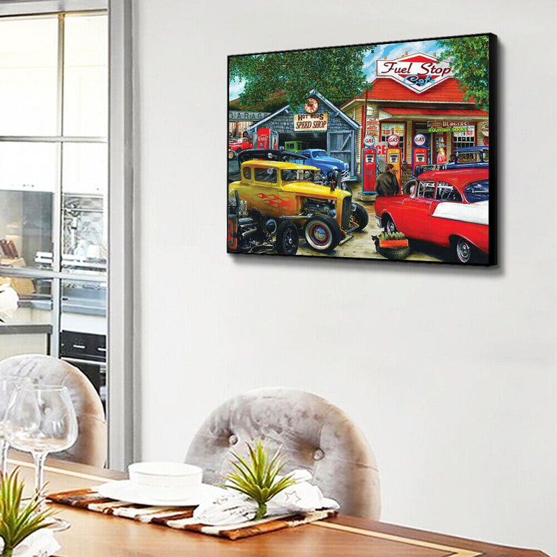 Oil Paint By Numbers Picture DIY Drawing Street Car Painting Kit Artwork