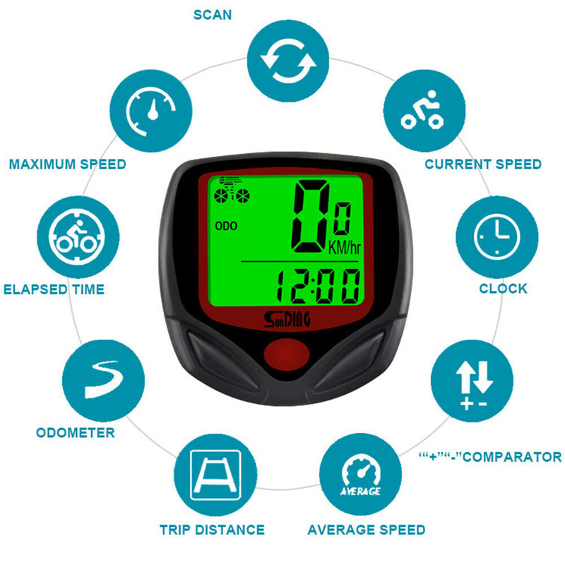 SunDing Bicycle Wired Computers Speedometer Waterproof Cycling Odometer Newly