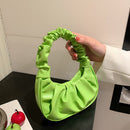 Fashion Cloud Pleated Shoulder Bag ummer Underarm Handbag (Yellow Green)