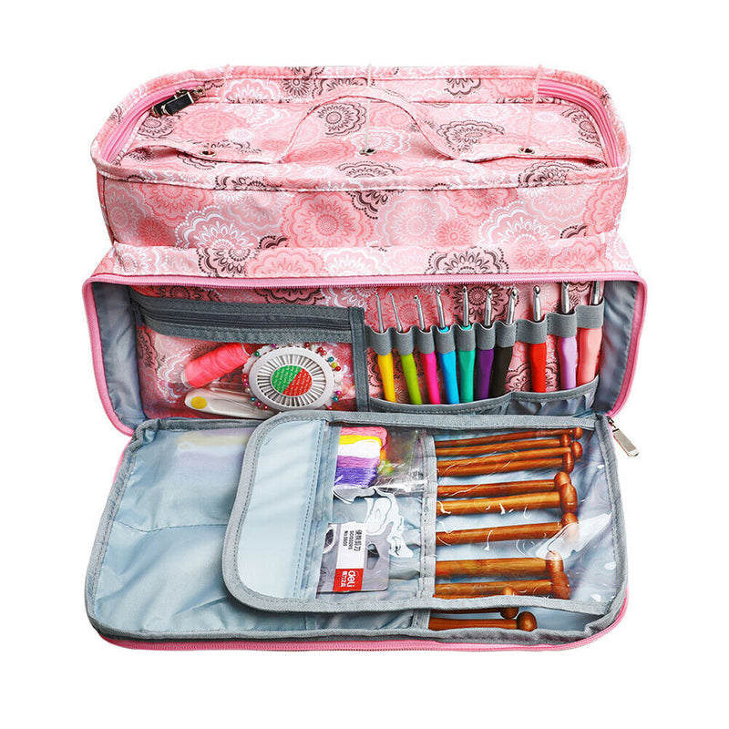 600D Oxford Cloth Yarn Case Storage Bag Printed Knitting Crochet Tools Pouch