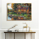 DIY Paint By Number Kit Frameless Lake House Scenery Handpainted Wall Hanging