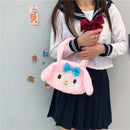 Women Lovely Plush Cartoon Rabbit Tote Bag Casual Purse Handbags (Black S)
