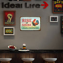 Home Weatherproof Retro Chic Rooster Sign Iron Painting Wall Drawing Templates