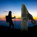 7 In1 LED Flashlight Fire Survival Whistle Camping Compass Quality E8D6