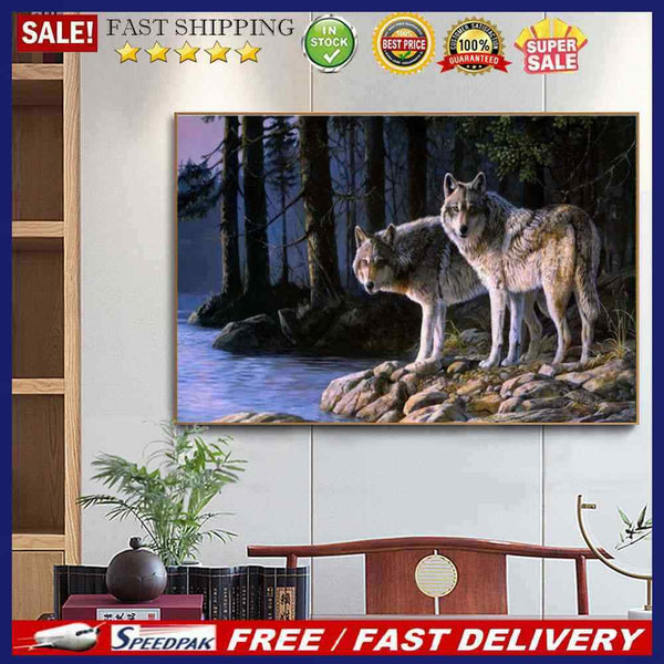 5D DIY Diamond Painting Kits Full Square Drill Forest Wolf Mosaic Wall Picture