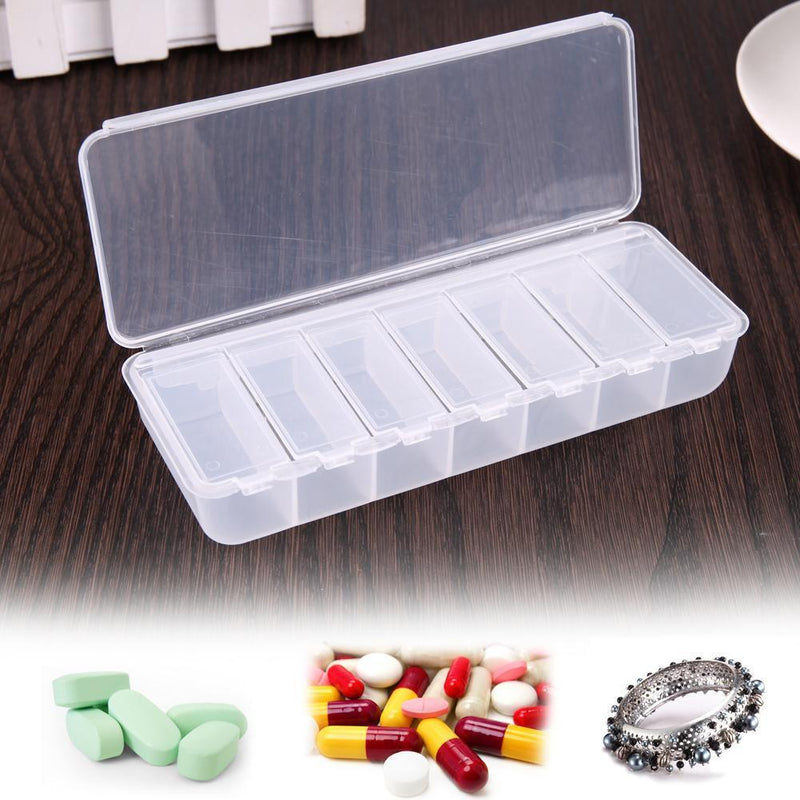 5pcs Large Travel Portable 7-Day Medicine Box Tablet Container(Clear)