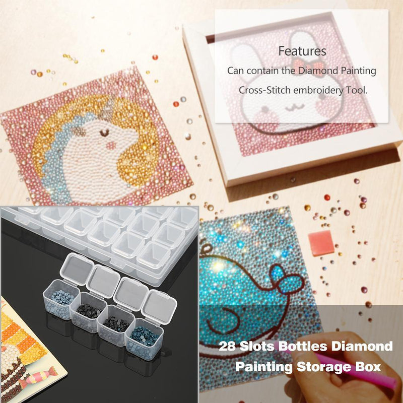28 Lattices Transparent Container Diamond Painting Accessories Storage Box Newly