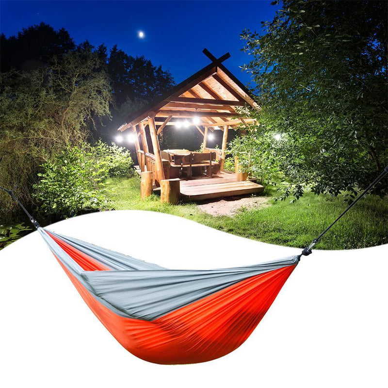 Nylon Parachute Fabric Double Hammock Orange Gray Backyard Relax Supplies