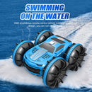 2.4GHz 4WD RC Stunt Car Boat Toys Double Sided Amphibious Vehicles (Blue)