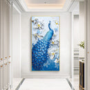 Frameless Oil Paint By Numbers DIY Peafowl Picture Craft Kit for Living Room