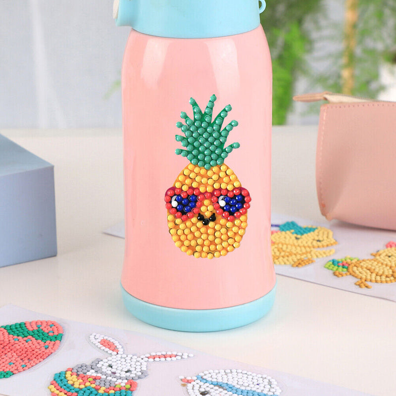 10pcs DIY Round Diamond Painting Kid Pineapple Cartoon Stickers Manual Tool