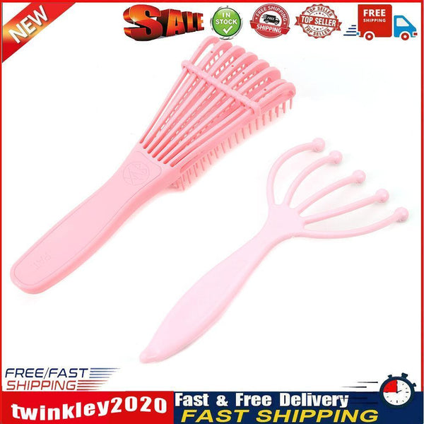 Plastic Scalp Massage Comb Set Relieve Fatigue Curly Hair Comb Hair Brush Newly