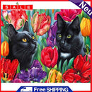 Black Cat in Flowers Oil Paint By Numbers DIY Home Decoration Gift Wall Art Kit