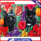 Black Cat in Flowers Oil Paint By Numbers DIY Home Decoration Gift Wall Art Kit