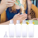 4pcs Travel Sub-Bottle 100ml Empty Plastic Flip Cap Split Bottles Funnel Set