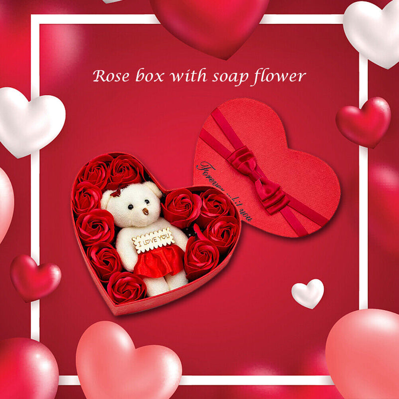 10pcs Rose Flowers Bear Gift Box Xmas Birthday Valentine Wedding Gifts Newly