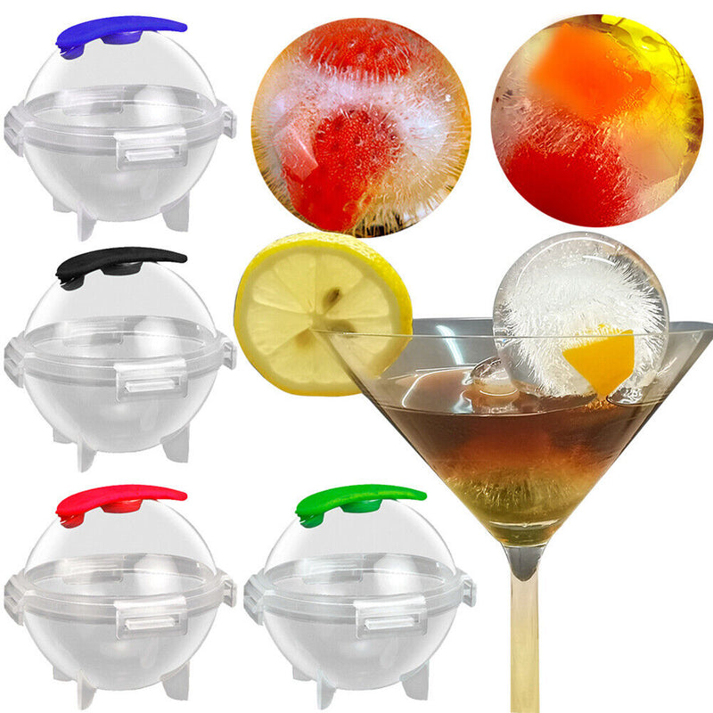 4pcs DIY Ice Ball Sphere Round Mold Funnel Whiskey Ice Cube Hockey Bar Accessory