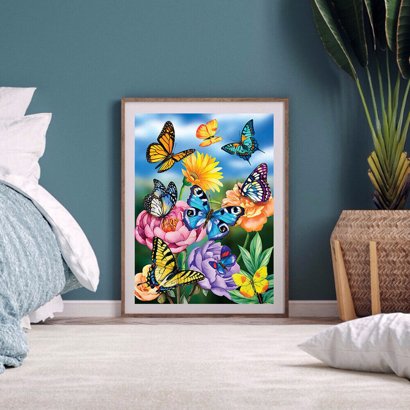 Digital Picture Butterflies Flowers Frameless Oil Painting By Number Handic