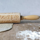 Musical Note Wood Embossing Rolling Pin DIY Baking Cookies Engraved Stencil