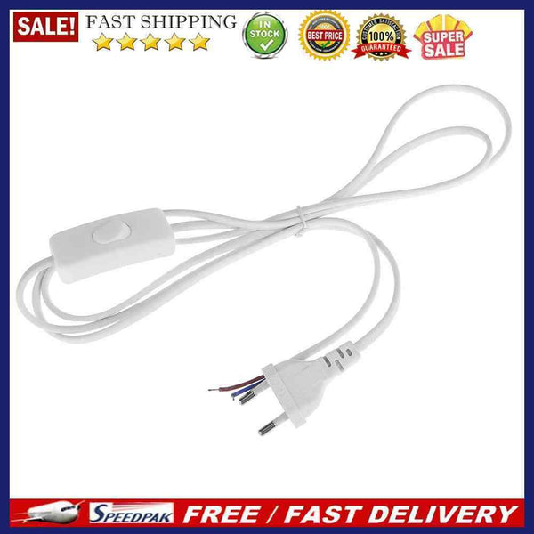5pcs 5.9ft Power Cord with On/Off Switch(EU Plug/White)