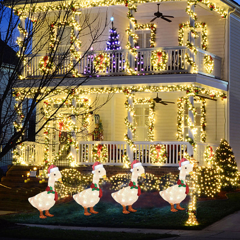 Light-Up Duck with Scarf Christmas Garden Stakes Light for Party Favor (M) Newly