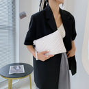 Women PU Thread Envelope Bag Solid Color Zipper Luxury Clutch Purse (White)