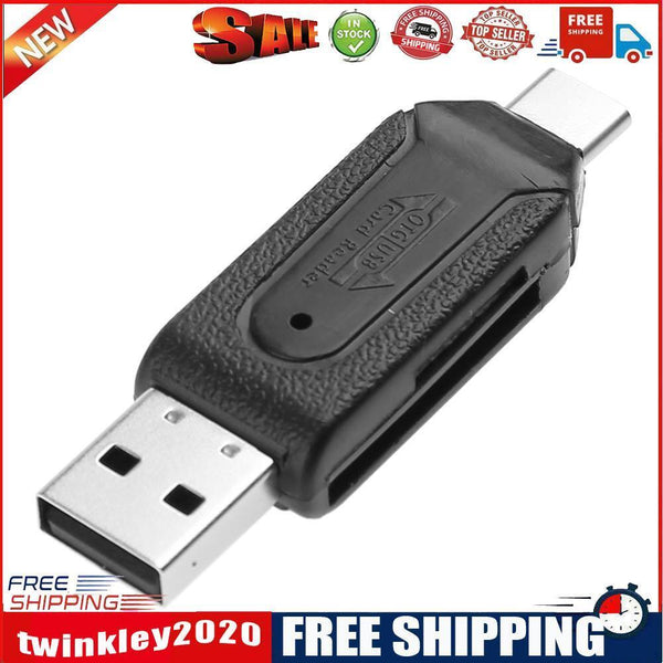High Speed 480Mbps OTG USB2.0 Type-C Memory Card Reader for SD TF Card 1pc