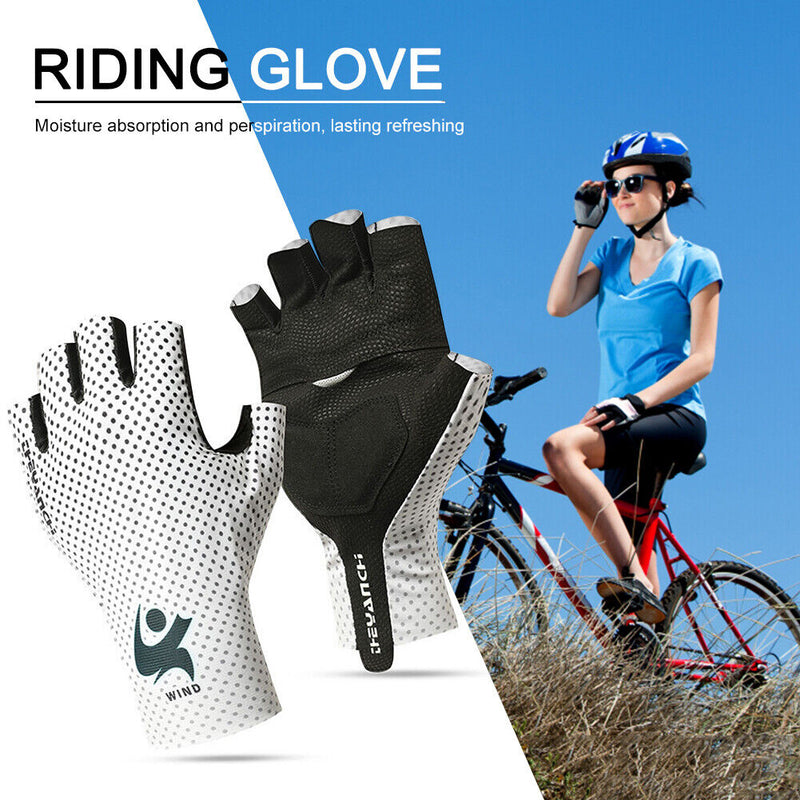 Half Finger Gloves Summer Sports Cycling Gloves for Men Women (White L)
