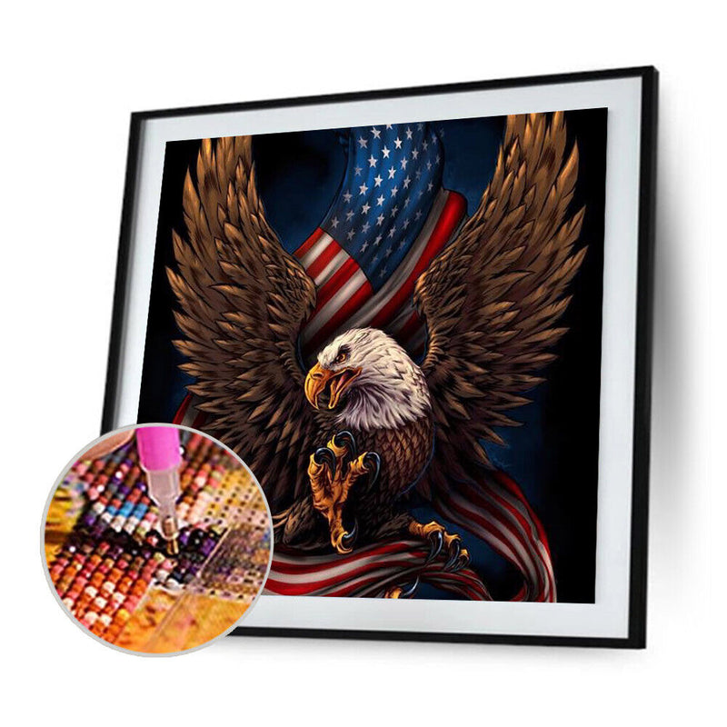 5D DIY Full Drill Diamond Painting Eagle Flag Cross Stitch Embroidery Kit Newly