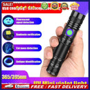 Zoomable 365nm LED UV Lights Torch Aluminum Alloy USB Charging Scorpion Lamps