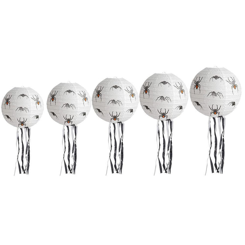 Halloween White Spider Paper Lanterns Reusable for Ghost Festival Items (35