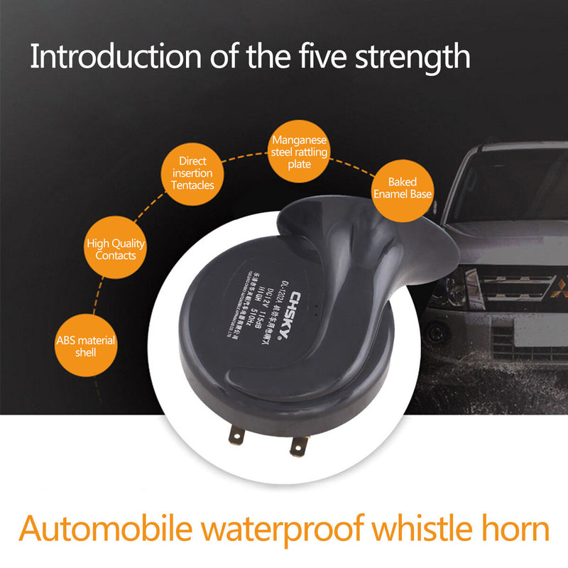 1 Pair Car Horns Loud 12V 105dB Motorcycle Snail Sound Horn Waterproof Trumpet
