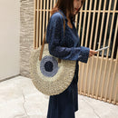 Female Summer Round Rattan Woven Bag Straw Handmade Messenger Shoulder Tote Bags