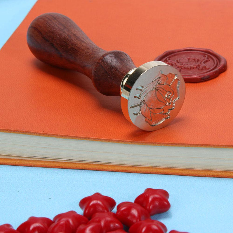Copper Head Stamp DIY Paint Wax Envelope Sealing Seal with Wood Handle(m003