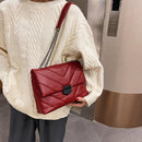 Fashion Lattice Pattern Messenger Trunk Lady Shoulder Handbag Leather Chain Tote