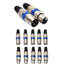 5 Pairs XLR 3 Pin Female MIC Jack Plug Audio Microphone Cable Connector Blu