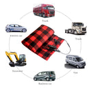 Electric Car Blanket Heated Fleece Travel Throw with Timer (Black Red) Newly