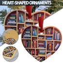 Book Lovers Heart-Shaped Bookshelf Pendant Ornament Christmas Tree Gifts FAST S#