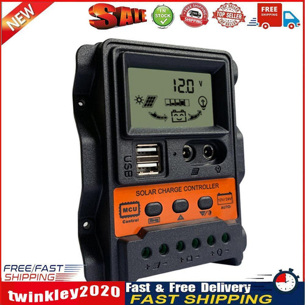 Dual USB LCD Solar Charge Controller 12V 24V Solar Panel Regulator (20A) Newly