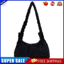 Women Plush Fur Flower Pattern Shoulder Bag Winter Small Armpit Bag (E)
