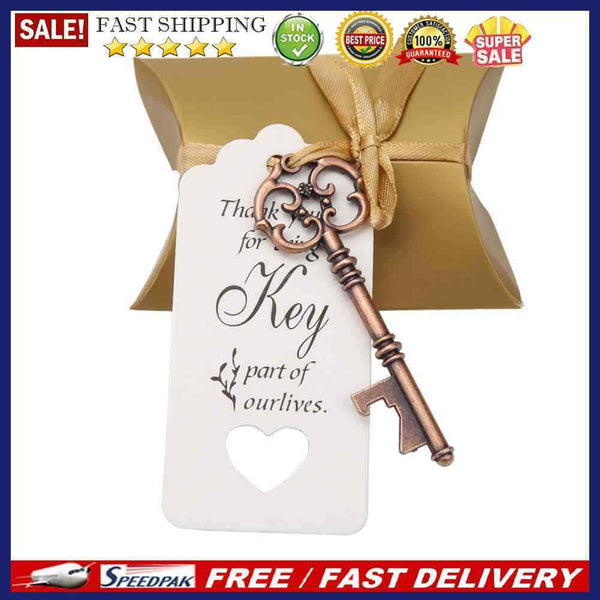 5pcs Wedding Retro Key Bottle Opener Candy Bag Tags Ribbon Holiday Party Su