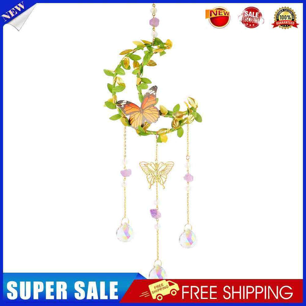 #A Crystal Wind Chimes Butterfly Star Moon Love Heart Prisms Light Catcher Windb