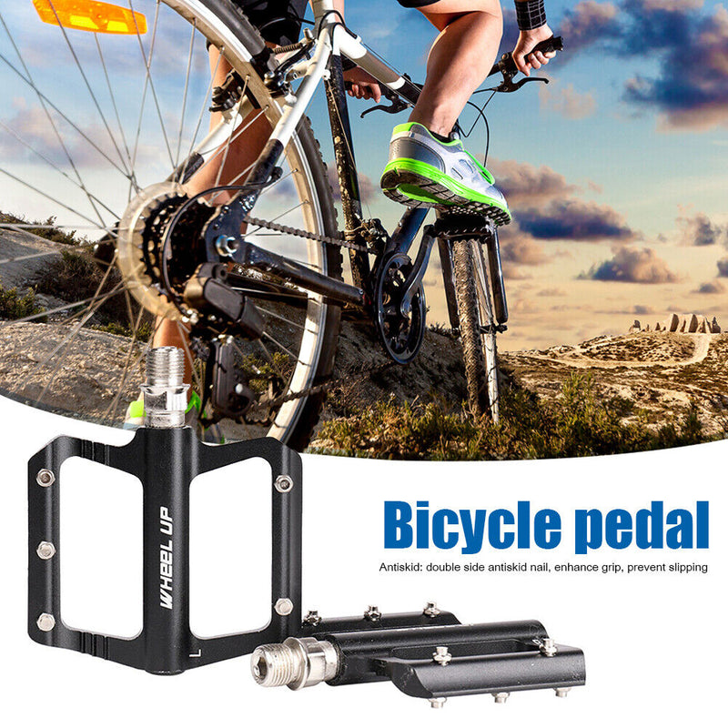 WHEEL UP Bicycle Flat Pedal Aluminum Bearing MTB Bike Platform Pedals 1 Pair