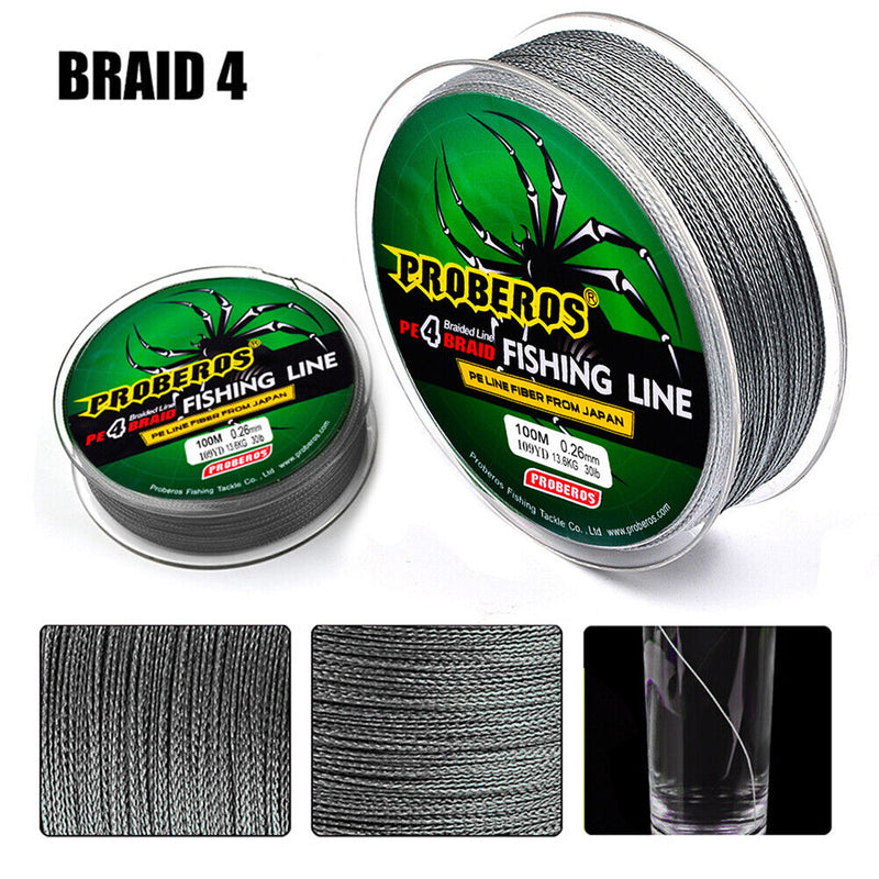 100m PE Braided Wire 4 Strands Strong Multifilament 0.4-10.0 Japanese Fish