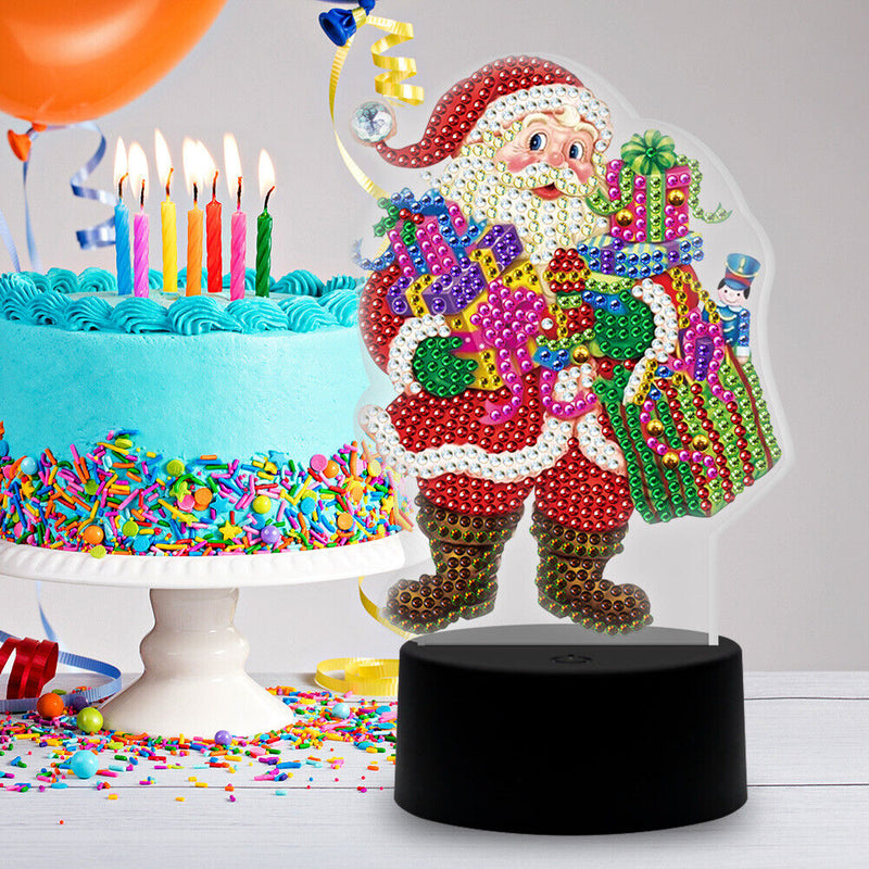 DIY Special Shaped Diamond Painting LED Light Santa Claus Embroidery Night Lamp