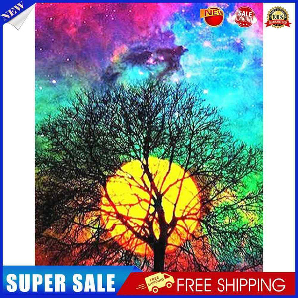 #A 5D DIY Diamond Painting Sunrise Tree Square Diamond Rhinestone Decoration