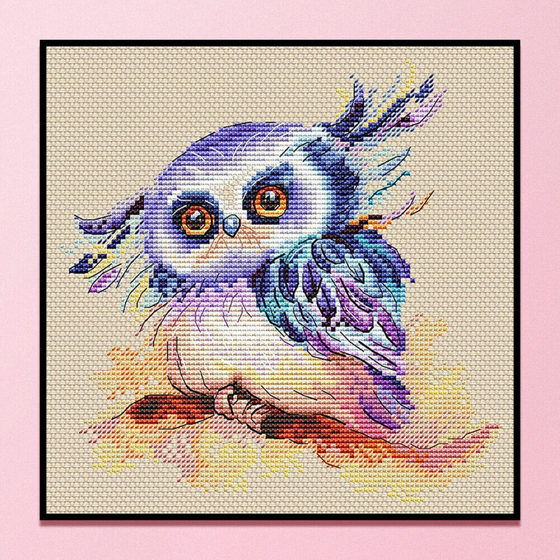 11CT Full Cross Stitch Cute Owl Stamped DIY Cotton Thread Needlework Animal Art