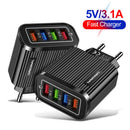 4 Port USB Mobile Wall Charger 3.1A Power Charge Adapter for Smart Phone Tablet