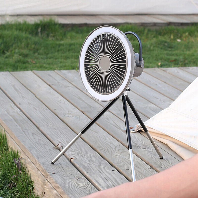 8000mAh Outdoor 3 in 1 LED Light Desktop Cooling Ceiling Fan (Dark Grey)