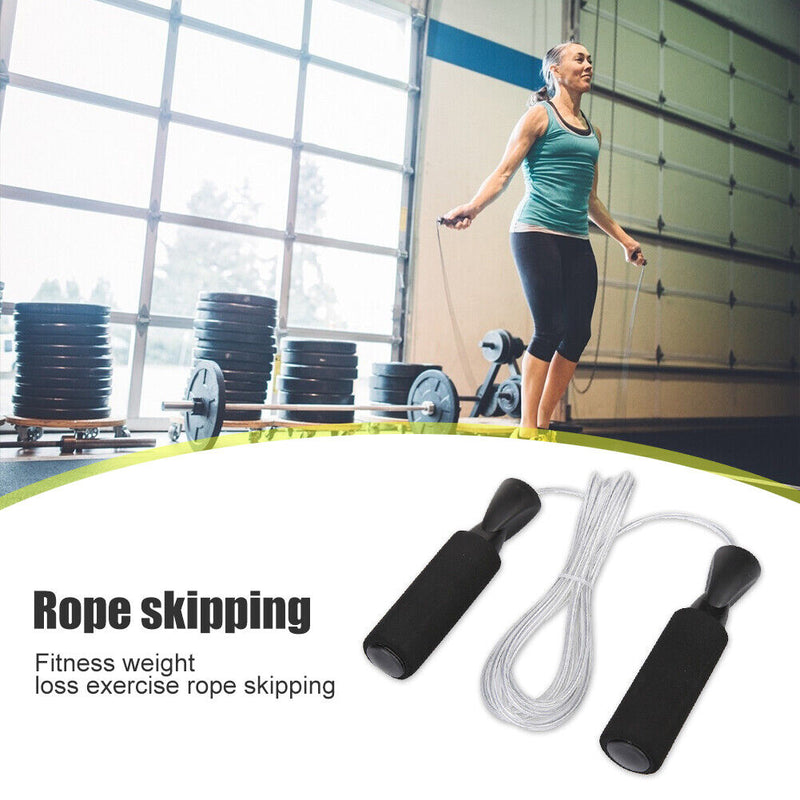Fitness Jump Rope Adjustable Steel Wire Foam Padded Handle Speed Skipping Rope
